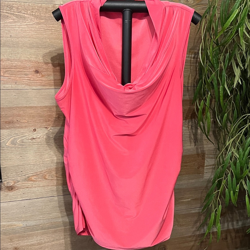 Dana Buchman Pink Sleeveless Drape Neck Blouse Side Rouching